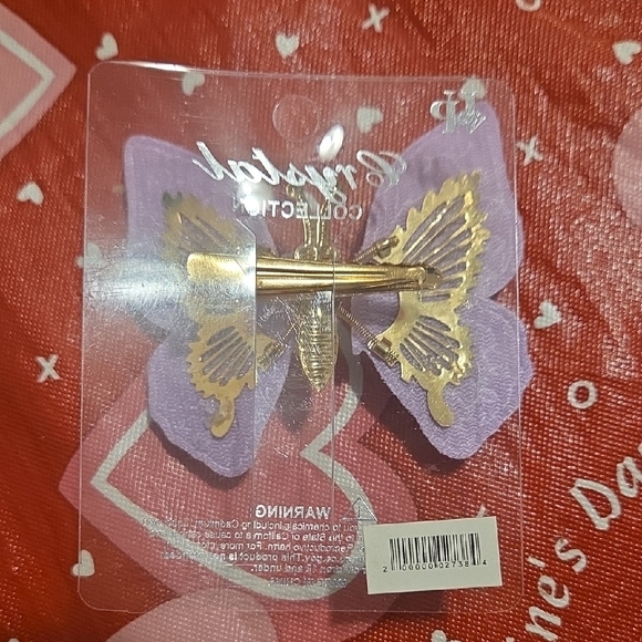 Glitter Rainbow Butterfly Hair Clip with Floral Accents - Picture 2 of 2